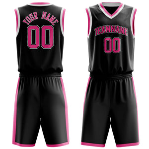 Custom Black Pink Solid Color Basketball Jersey