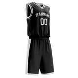 Custom Black White Solid Color Basketball Jersey