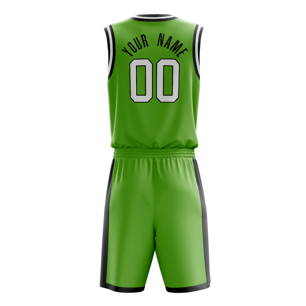 Custom Neon-Green Black Solid Color Basketball Jersey