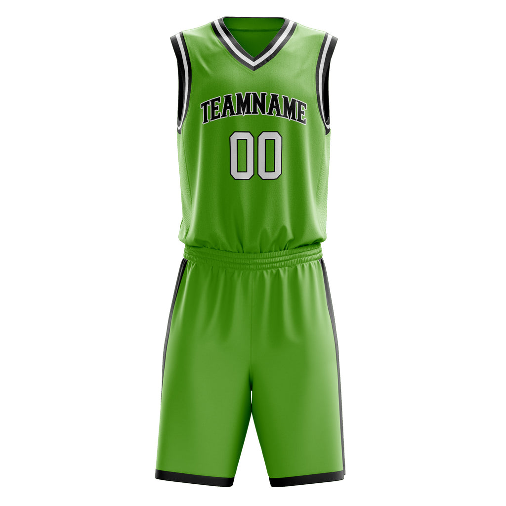Custom Neon-Green Black Solid Color Basketball Jersey