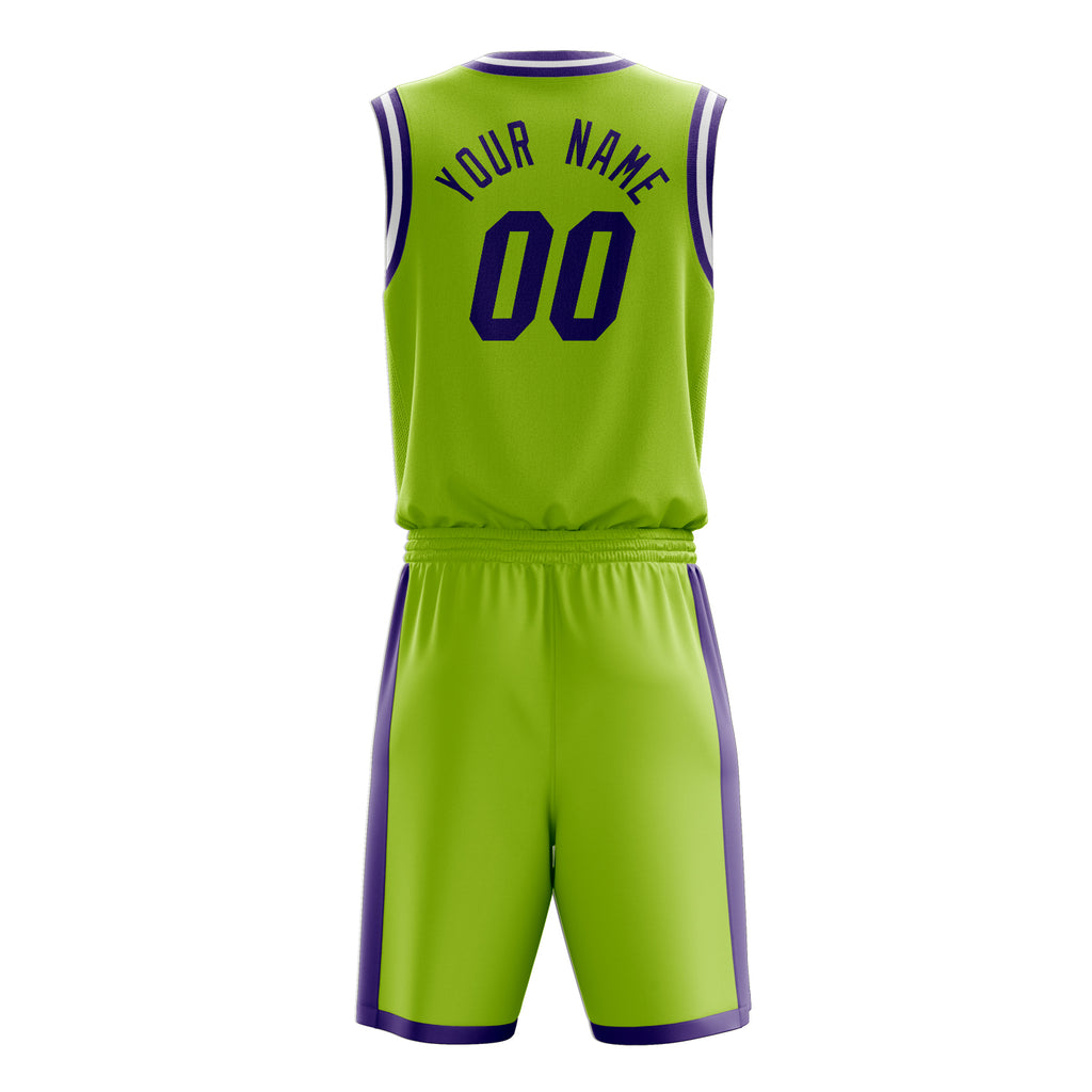 Custom Neon-Green Purple Solid Color Basketball Jersey