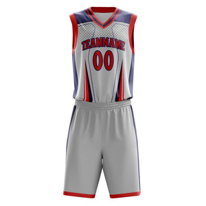 Custom White Red Pattern Basketball Jersey