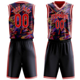 Custom Red White Pattern Basketball Jersey