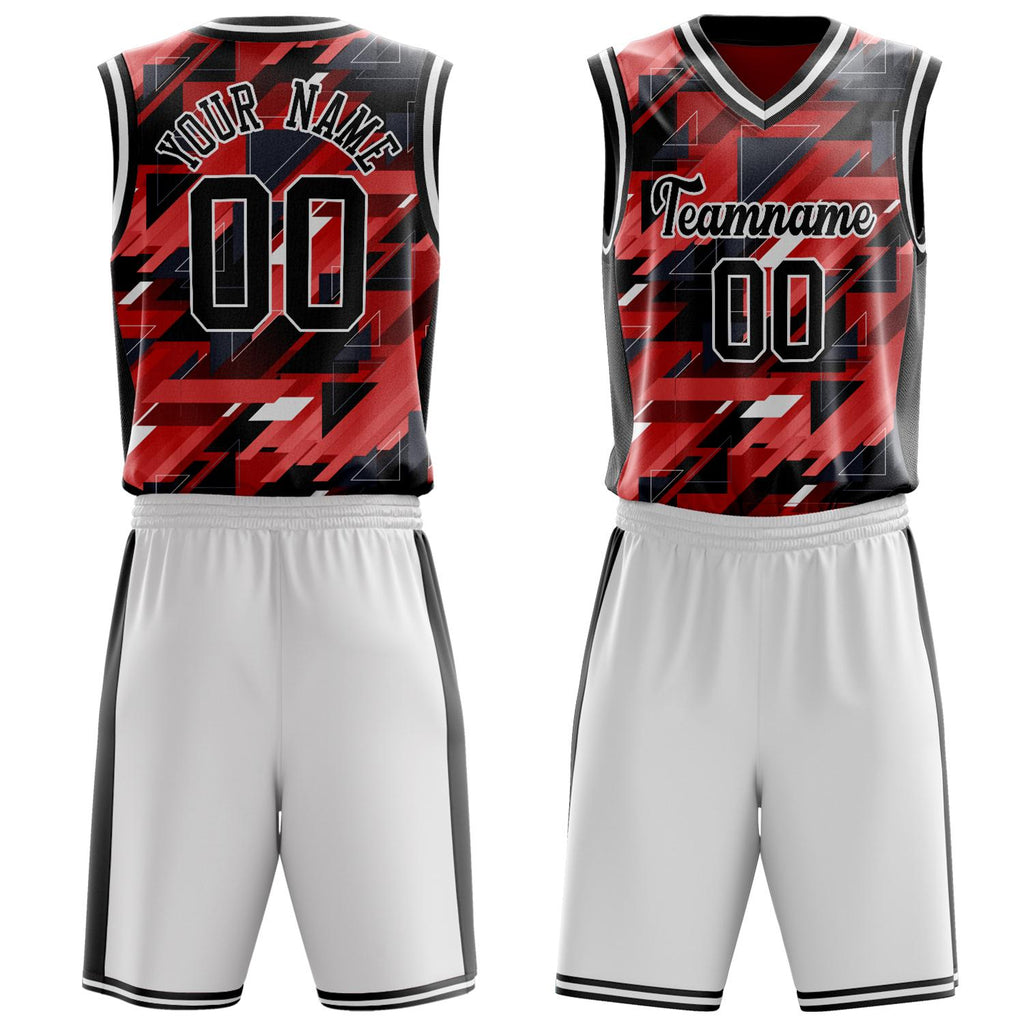 Custom Red Black Pattern Basketball Jersey BS03240809JC009