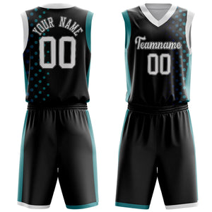 Custom Black Teal Pattern Basketball Jersey BS03240809JC013