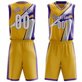 Custom Gold Purple Pattern Basketball Jersey