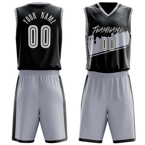 Custom Black Gray Pattern Basketball Jersey BS03240809JG028