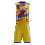 Custom Gold Pink Pattern Basketball Jersey