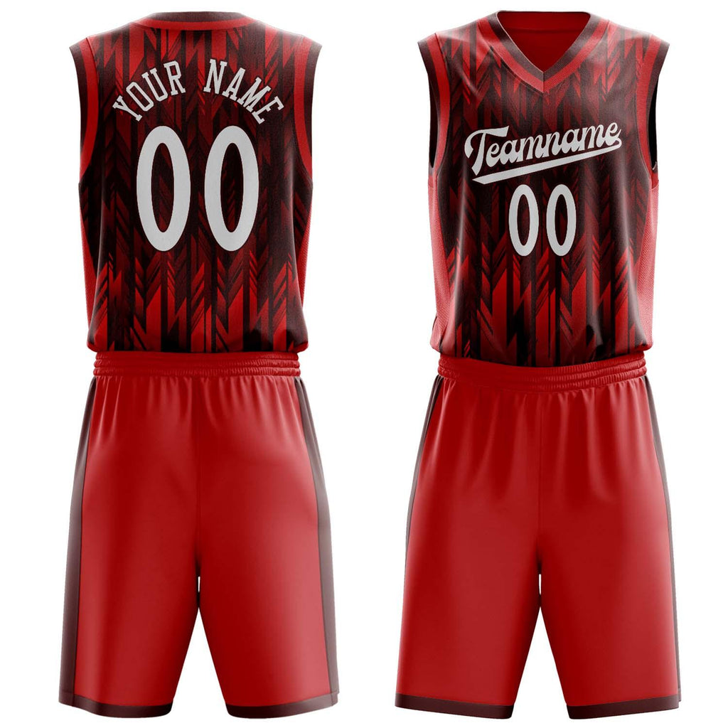Custom Red White Pattern Basketball Jersey BS03240809JG043
