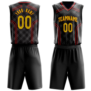 Custom Black Red Pattern Basketball Jersey BS03240809XE003
