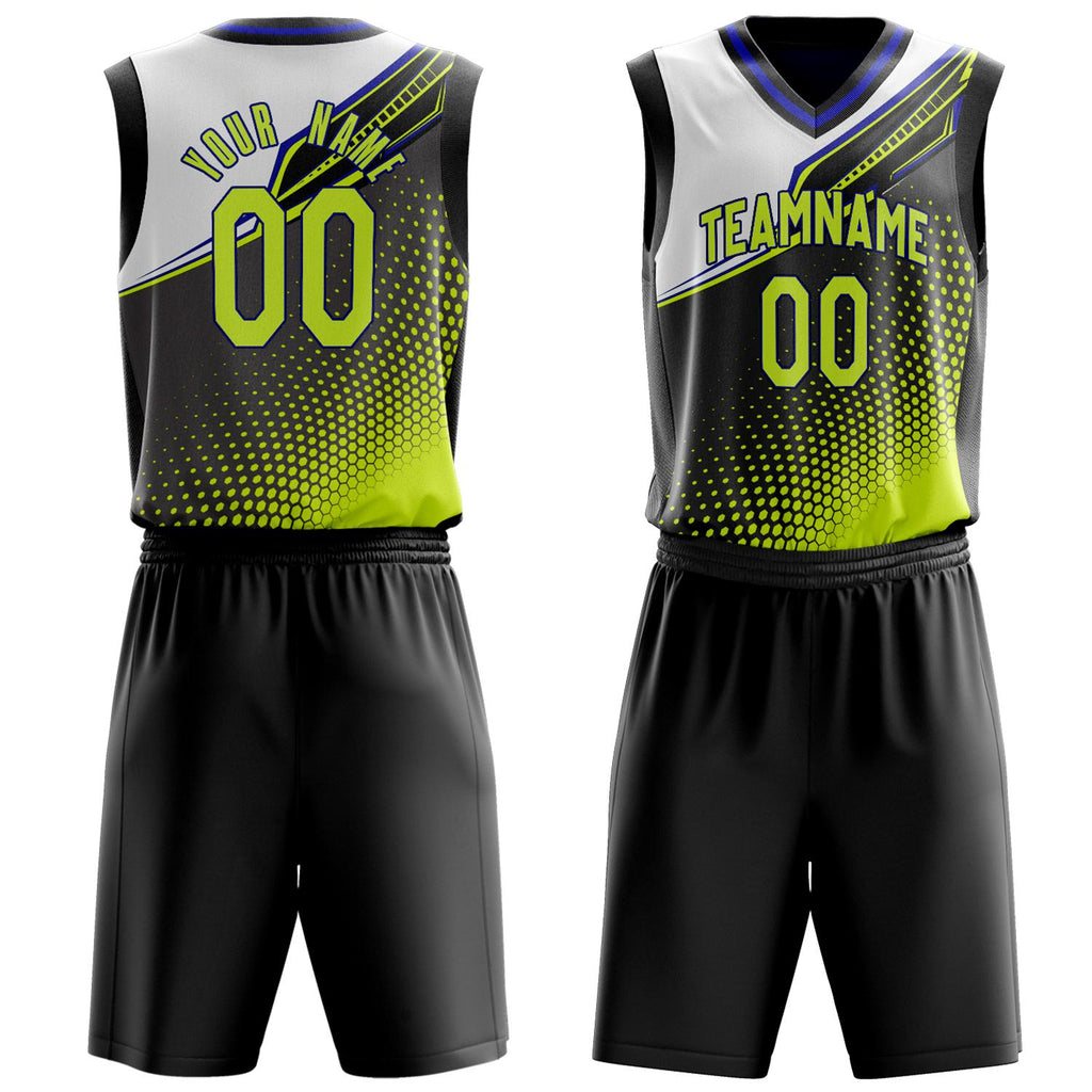 Custom Black Chartreuse Pattern Basketball Jersey BS03240809XE004