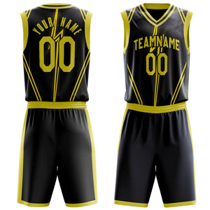 Custom Black Gold Pattern Basketball Jersey BS03240809XF049