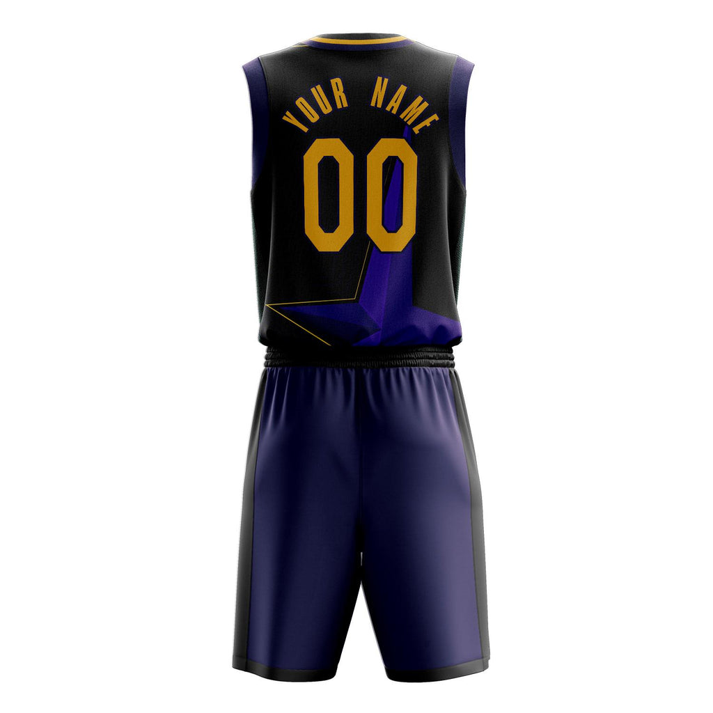 Custom Black Purple Pattern Basketball Jersey