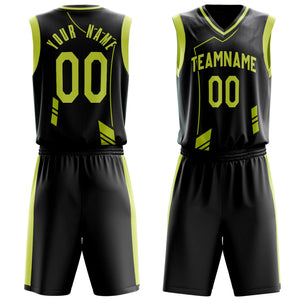 Custom Black Neon Yellow Pattern Basketball Jersey BS03240809XF053