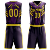 Custom Purple Gold Pattern Basketball Jersey BS03240809XF054