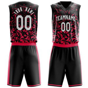 Custom Black Red Pattern Basketball Jersey BS03240809XF060