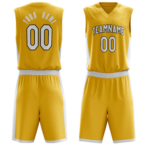 Custom Gold White Pattern Basketball Jersey BS03240809XF062