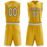 Custom Gold White Pattern Basketball Jersey