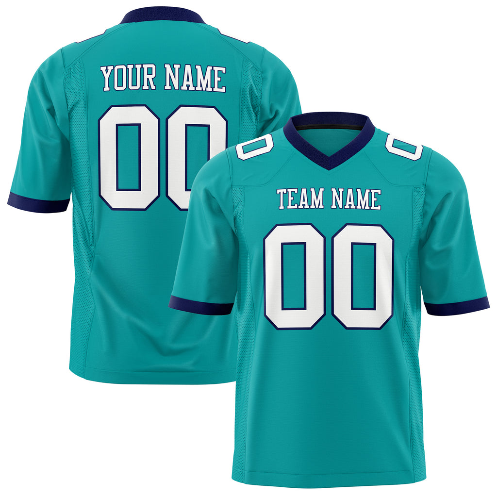 Custom Aqua White Solid Colour Football Jersey FT01240725AQ001