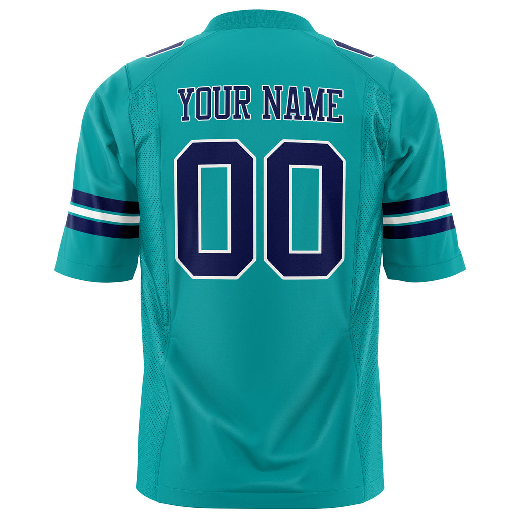 Custom Aqua Navy Solid Colour Football Jersey