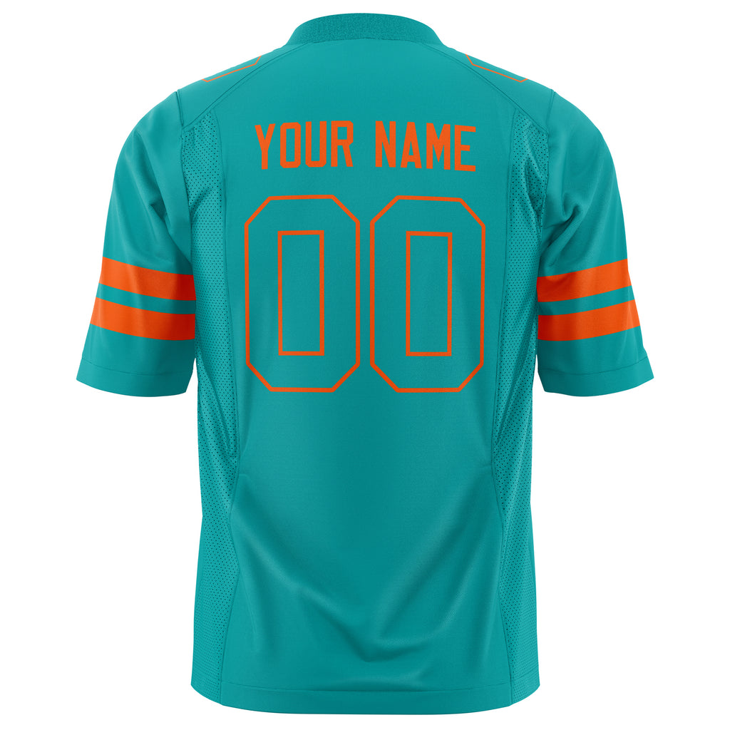 Custom Aqua Orange Solid Colour Football Jersey