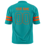 Custom Aqua Orange Solid Colour Football Jersey