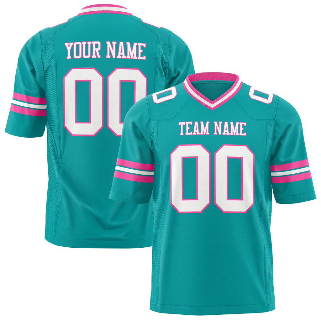 Custom Aqua White Solid Colour Football Jersey FT01240725AQ004
