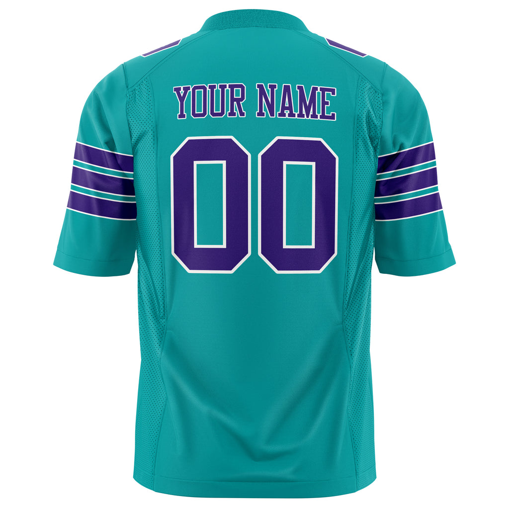 Custom Aqua Purple Solid Colour Football Jersey