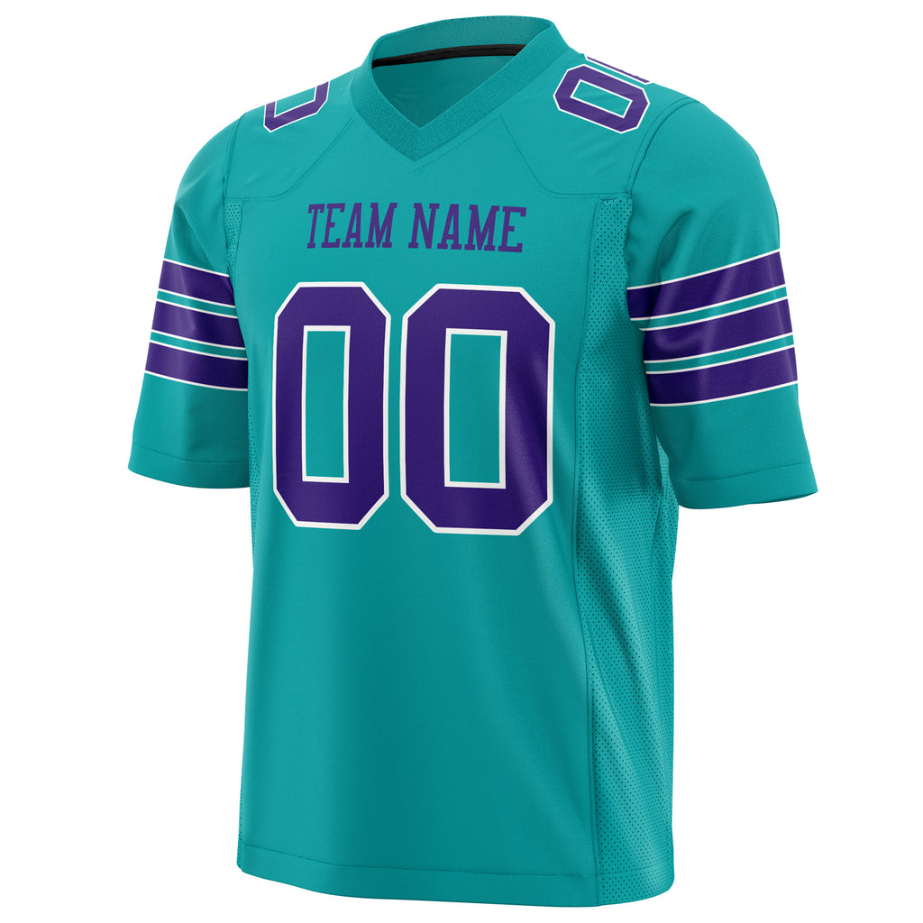 Custom Aqua Purple Solid Colour Football Jersey