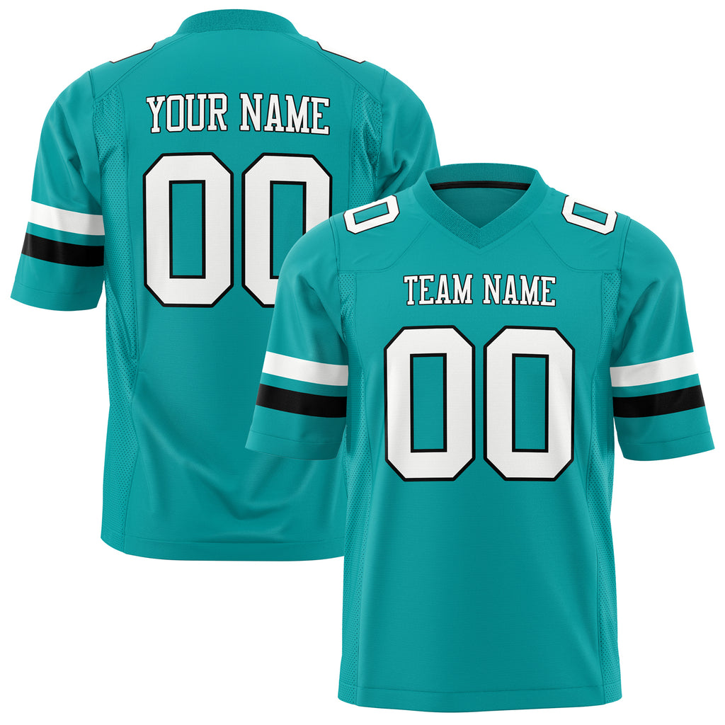 Custom Aqua White Solid Colour Football Jersey FT01240725AQ011