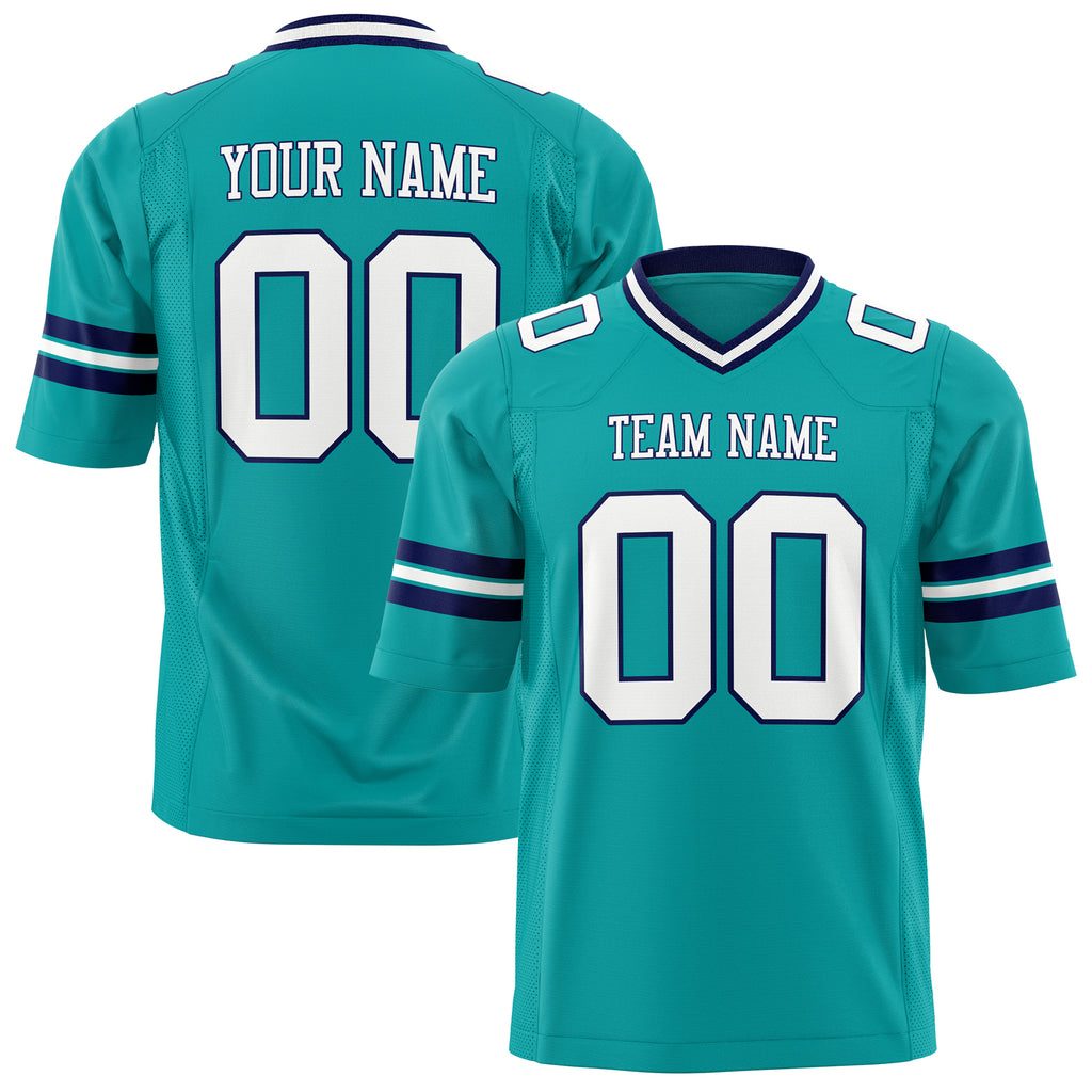 Custom Aqua White Solid Colour Football Jersey FT01240725AQ013