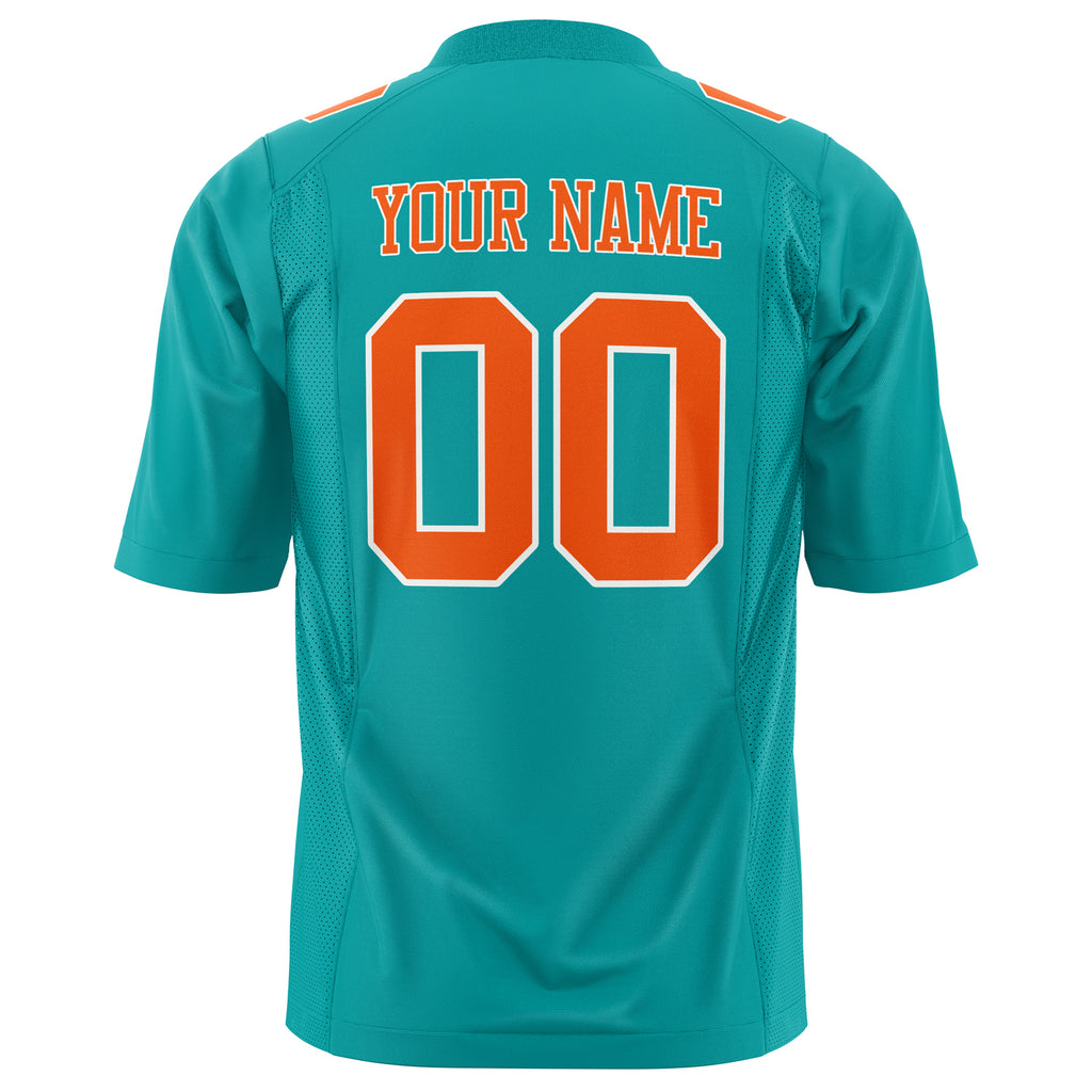 Custom Aqua Orange Solid Colour Football Jersey