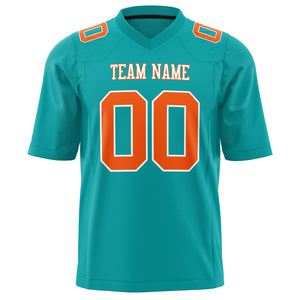 Custom Aqua Orange Solid Colour Football Jersey