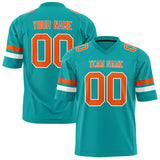 Custom Aqua Orange Solid Colour Football Jersey