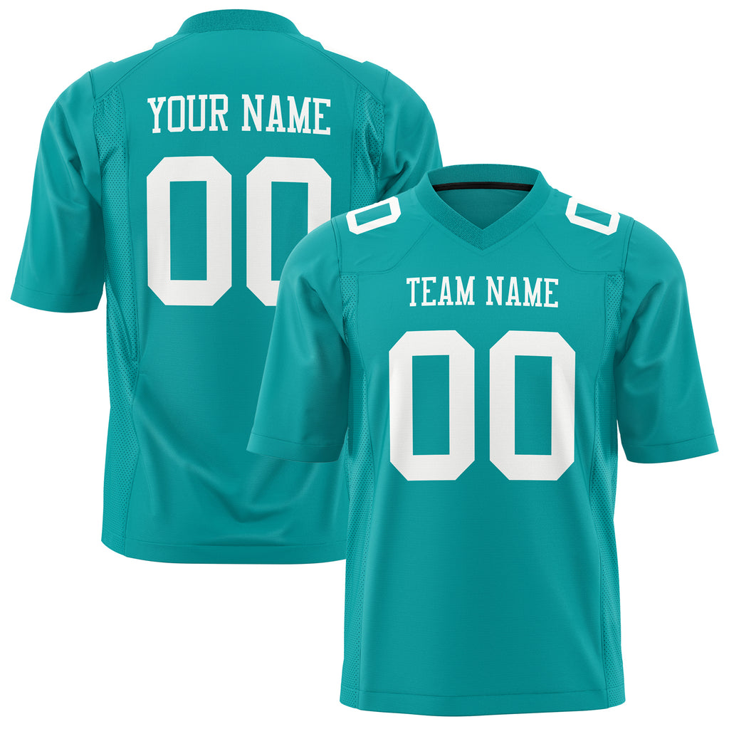 Custom Aqua White Solid Colour Football Jersey FT01240725AQ017