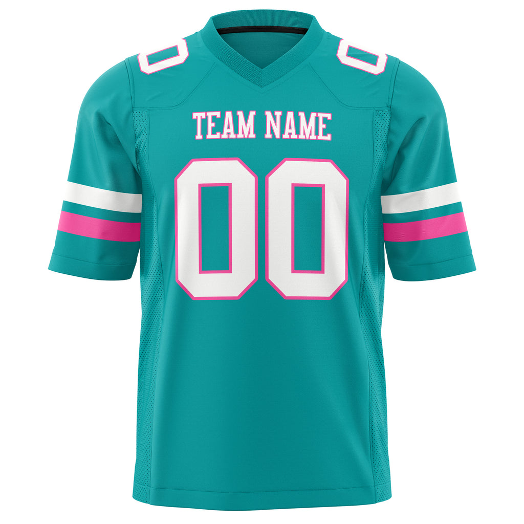 Custom Aqua White Solid Colour Football Jersey