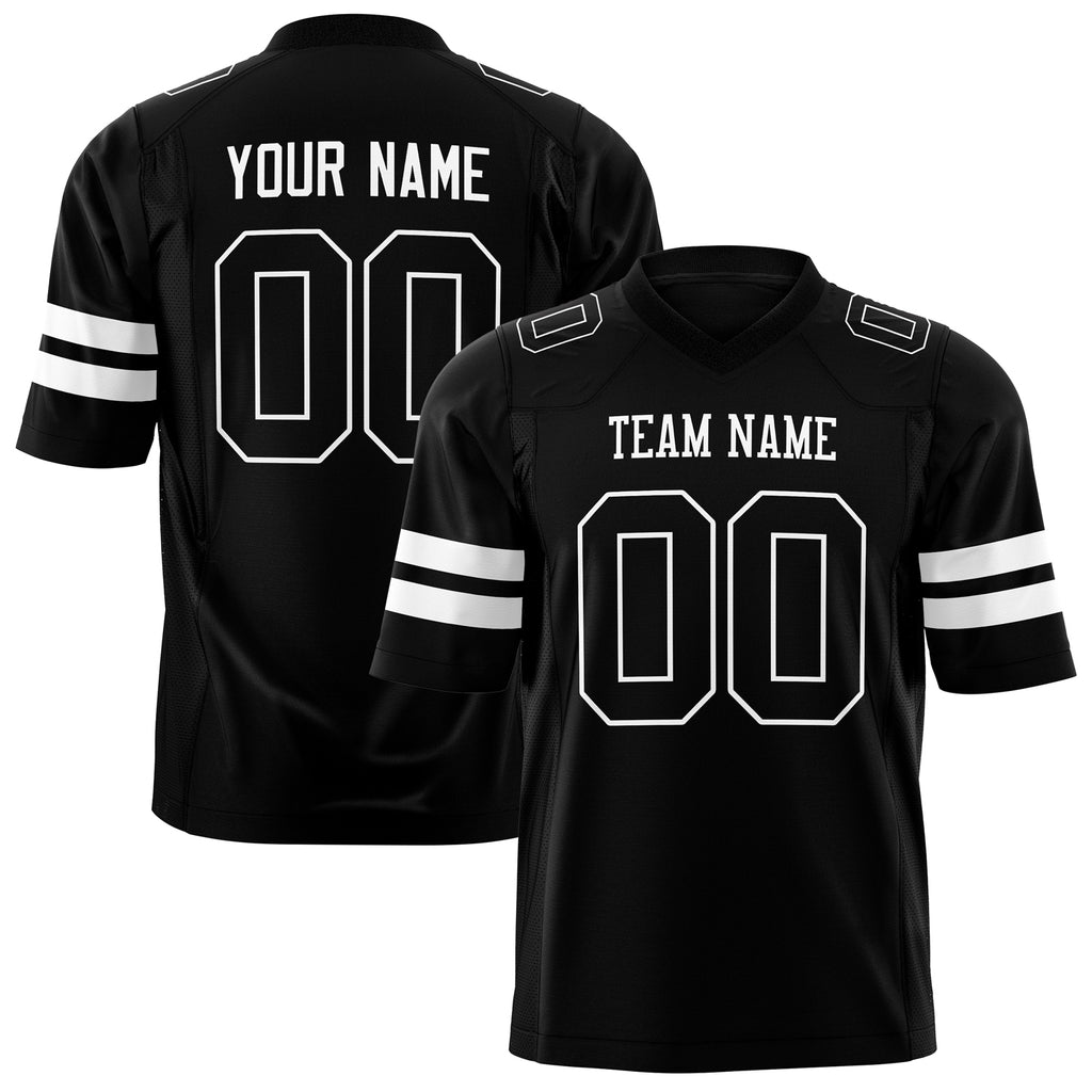 Custom Black White Solid Colour Football Jersey FT01240725BL021