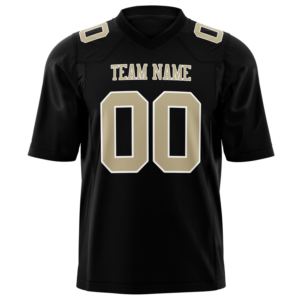 Custom Black Cream Solid Colour Football Jersey