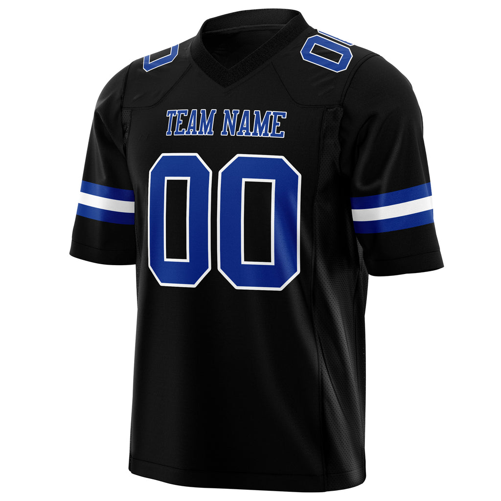 Custom Black Royal Solid Colour Football Jersey