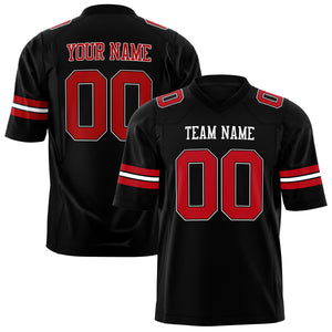 Custom Black Red Solid Colour Football Jersey FT01240725BL026