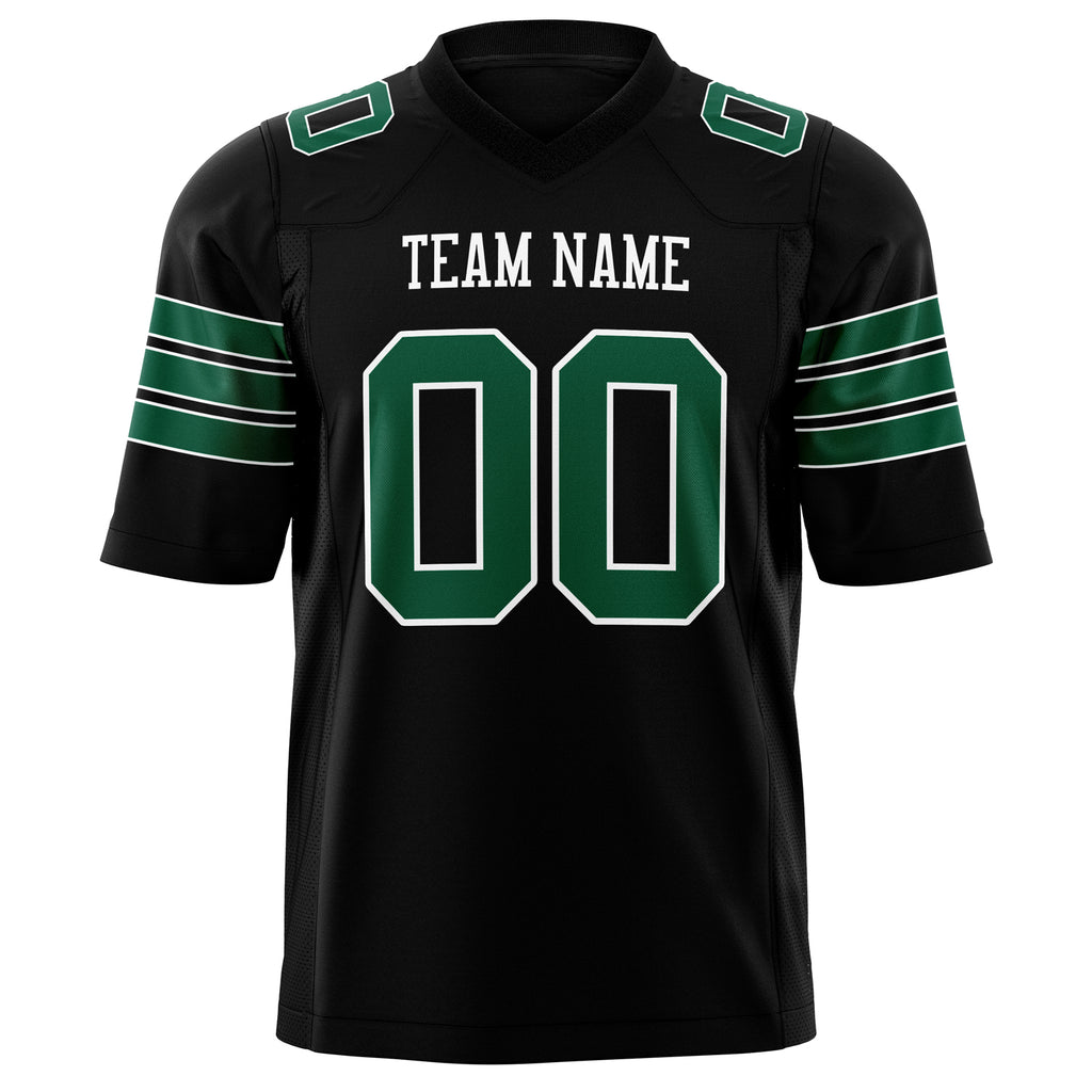 Custom Black Kelly Green Solid Colour Football Jersey