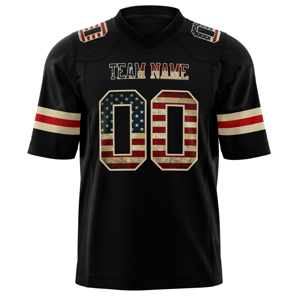 Custom Black Cream Solid Colour Football Jersey