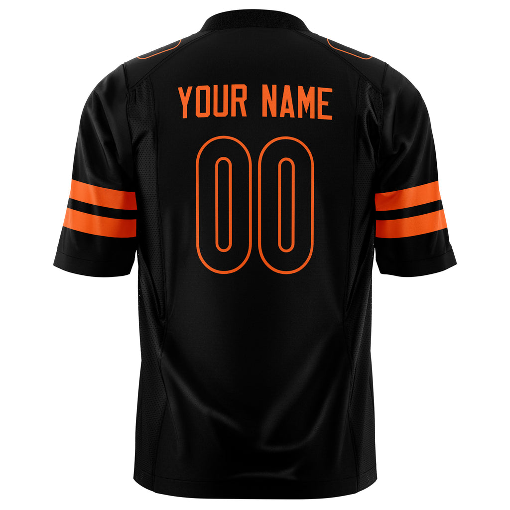 Custom Black Orange Solid Colour Football Jersey