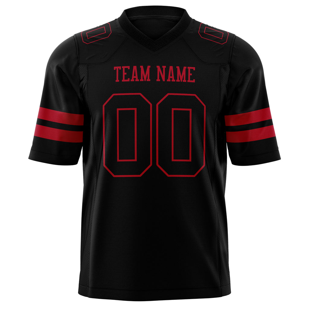 Custom Black Red Solid Colour Football Jersey