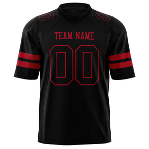 Custom Black Red Solid Colour Football Jersey