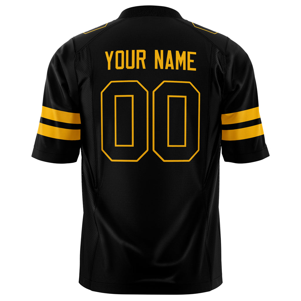 Custom Black Gold Solid Colour Football Jersey