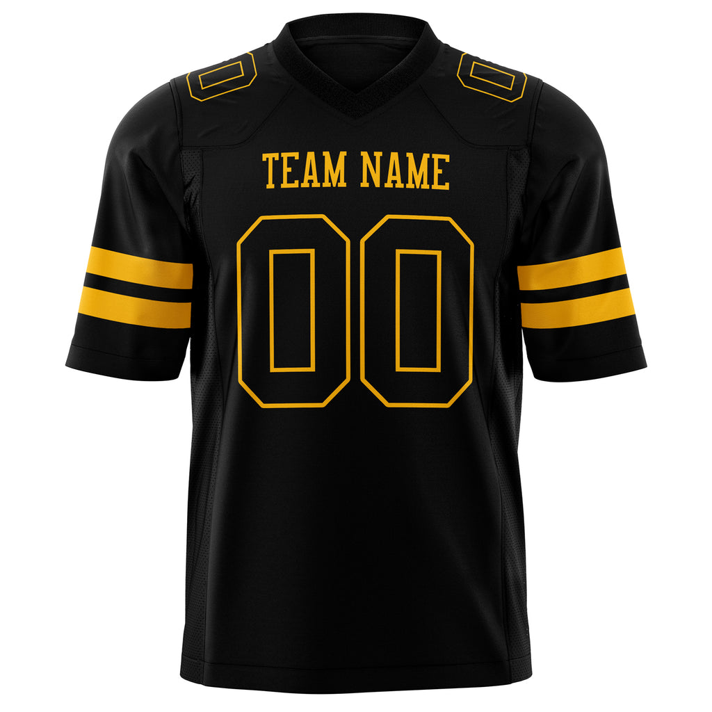 Custom Black Gold Solid Colour Football Jersey