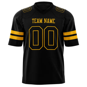 Custom Black Gold Solid Colour Football Jersey