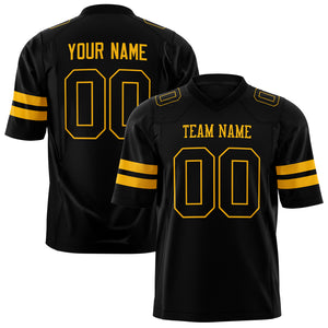 Custom Black Gold Solid Colour Football Jersey FT01240725BL038