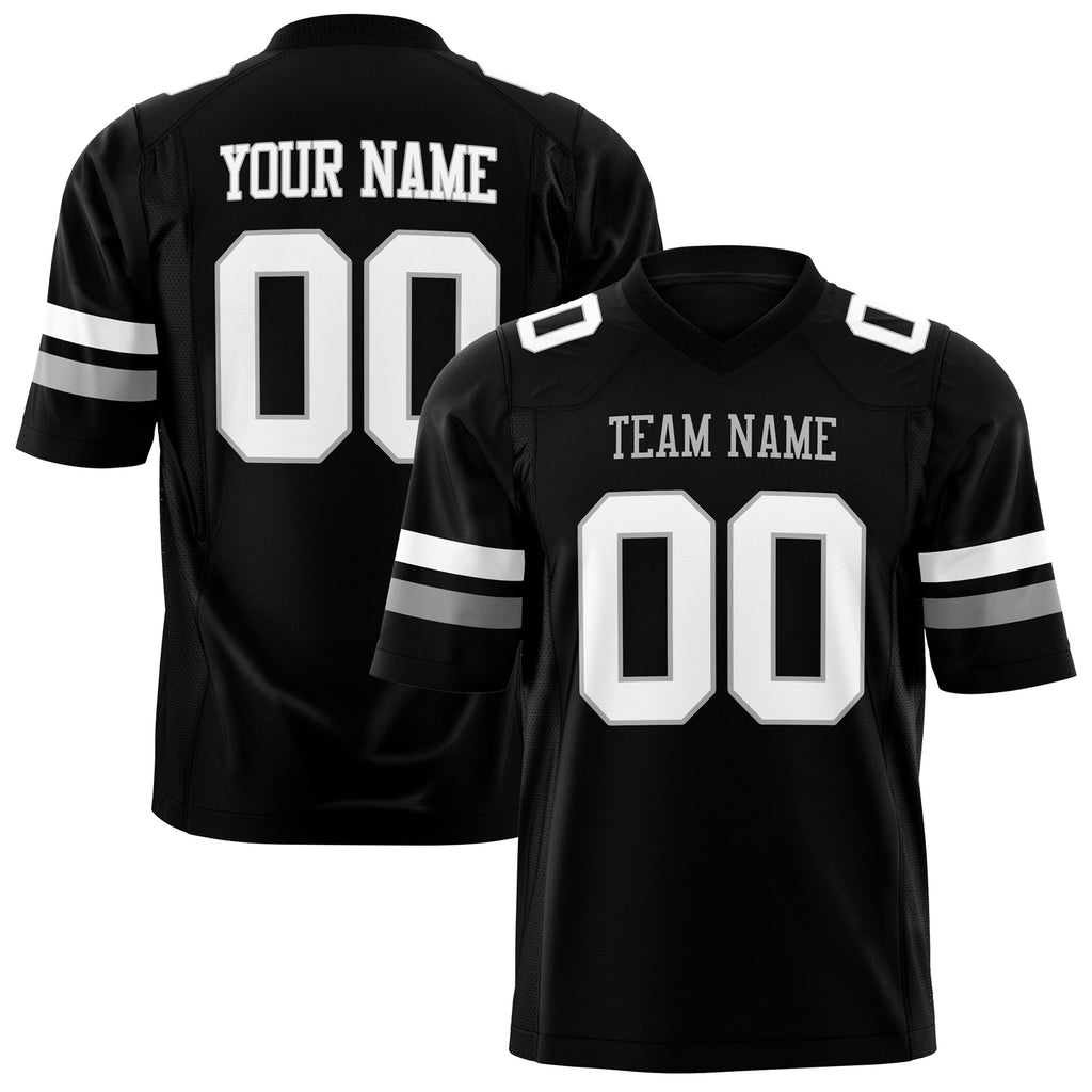 Custom Black White Solid Colour Football Jersey FT01240725BL039